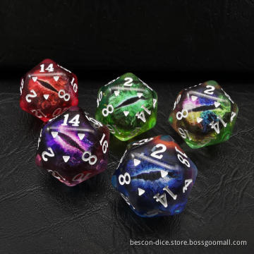 Bescon's Polyhedral Dragon Eye 20 Sides Dice 5pcs Set, Standard Size of 20MM